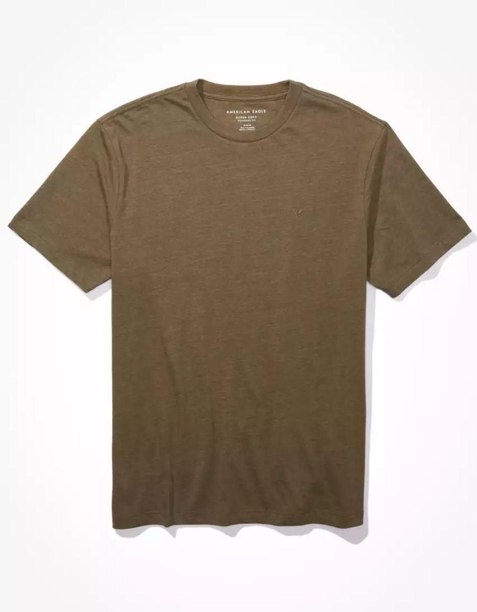 T Shirts American Eagle AE Super Soft Legend Vert Olive Homme | FHG-81842498